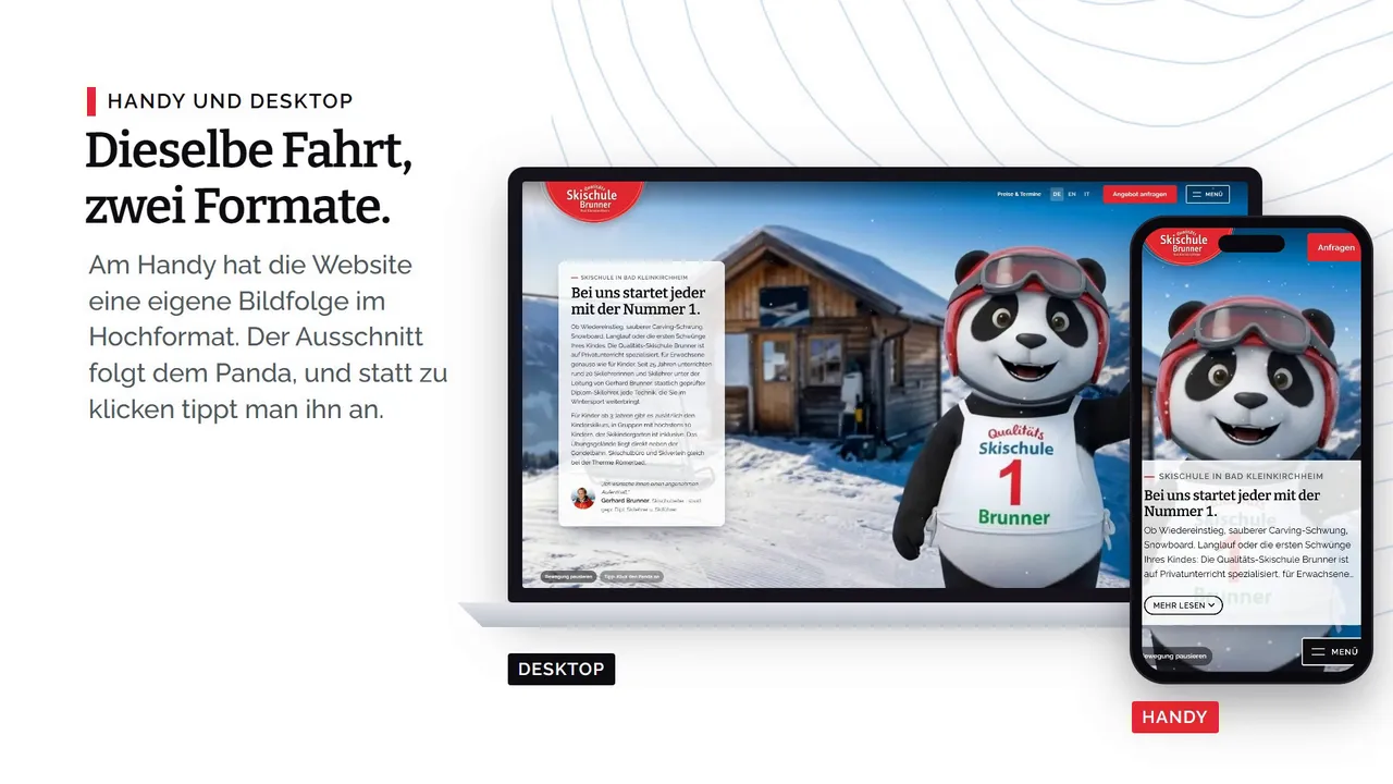 Die Brunner-Website auf Laptop und Smartphone mit jeweils passendem Bildausschnitt.